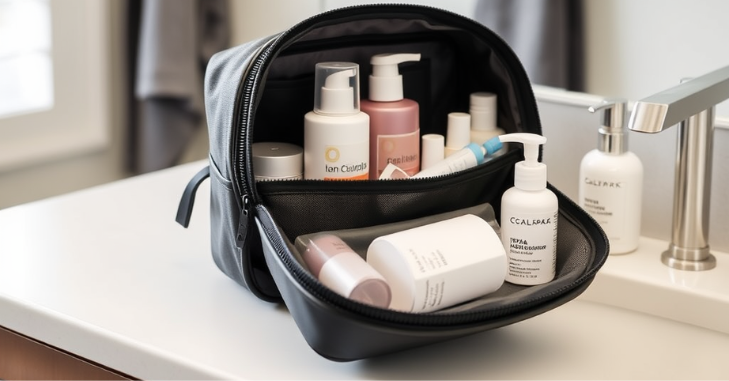 Sea to Summit toiletry bag hanging by its hook during an outdoor trip
