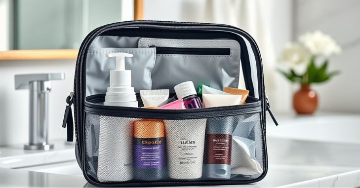 Tumi Voyageur Madina cosmetic bag in durable leather for premium travel storage