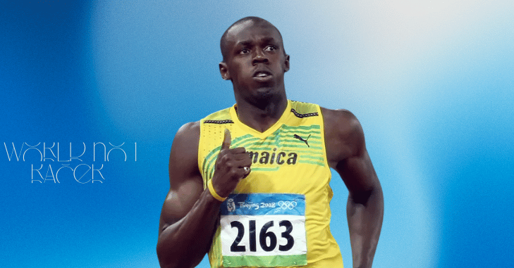 Portrait of Usain Bolt with his wife and twin sons